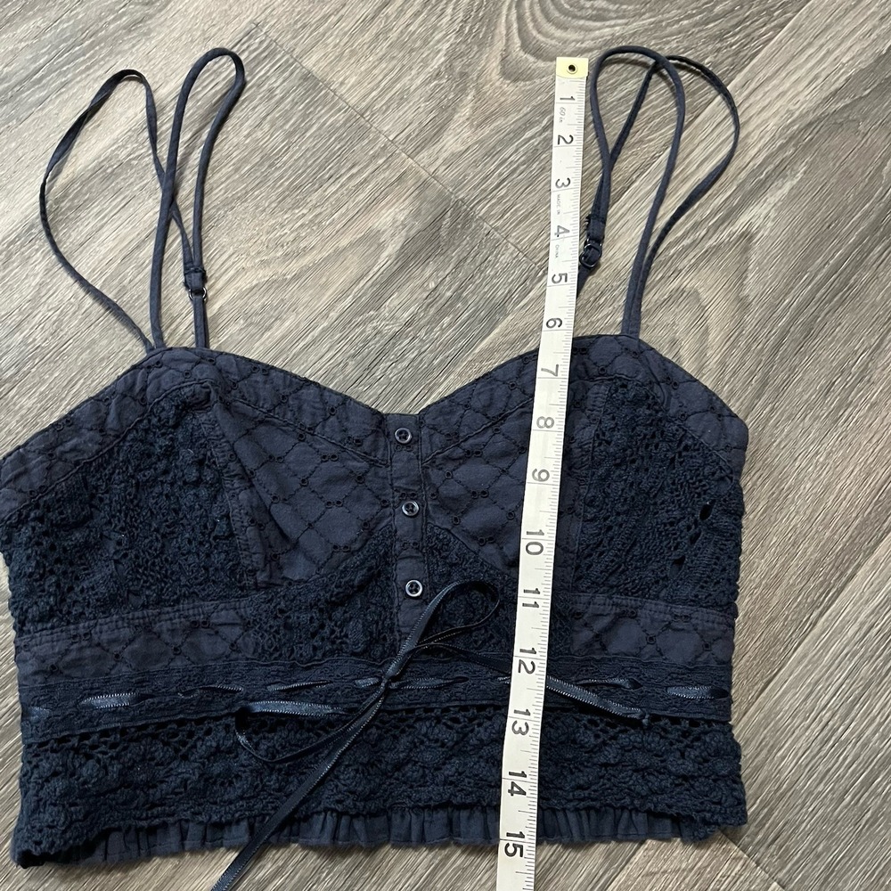 American Eagle Lace Corset Blue Crop Top Festival Coquette Fairy Size XS - Picture 2 of 5